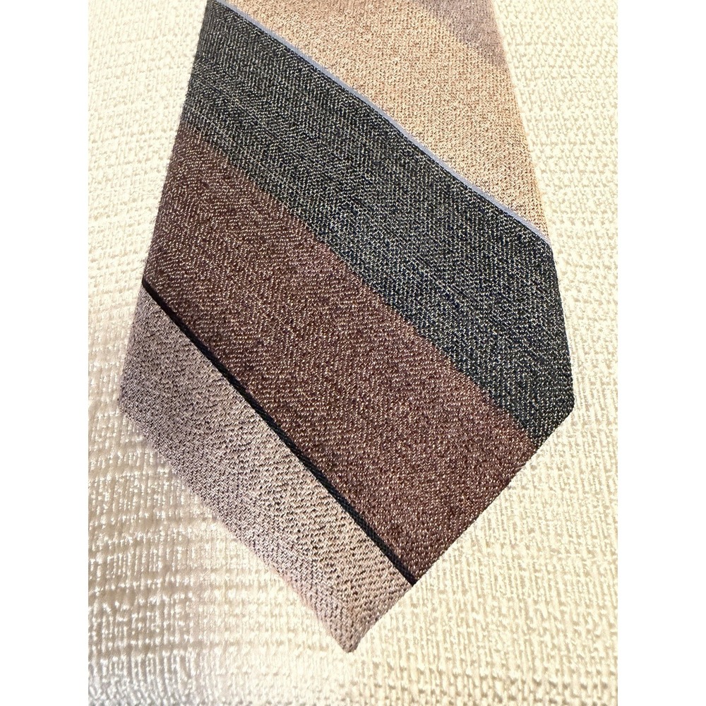 Vintage Paco Rabanne Wide Striped Silk Tie in Purple Varied Grays and Pale Blue